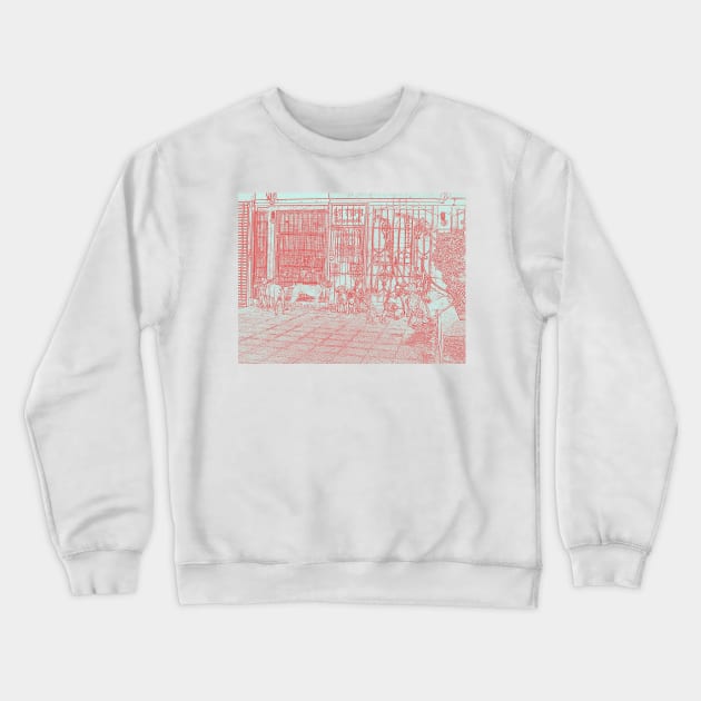 Group of Dogs waiting at the antique shop Crewneck Sweatshirt by PabloPKasso